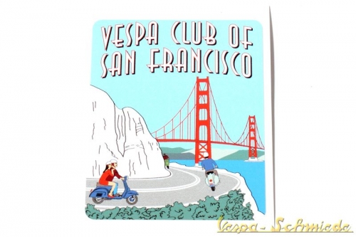 Aufkleber "Vespa Club of San Francisco" - Golden Gate Bridge